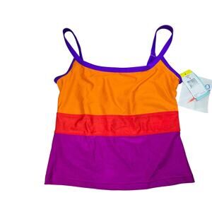 NWT Speedo Tankini Color Block Pullover Swimming Top Women's Size‎ 8
